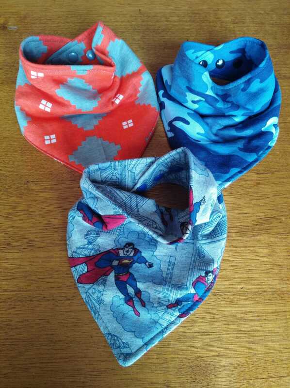 jersey cotton bandanas, can have options for backing with adjustable snaps